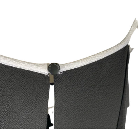 EUC VINCE CAMUTO Size Large Black Sleeveless Halter White Ruffle Trim Top - Picture 13 of 16